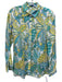 J. McLaughlin Size XS Turquoise, Yellow & Light Blue Linen Long Sleeve Top Turquoise, Yellow & Light Blue / XS