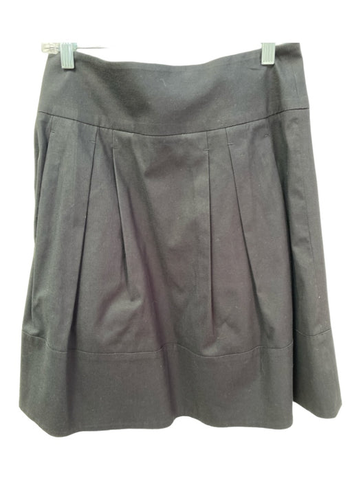 Vince Size 4 Black Cotton Back Zip Pleated Seam Detail Knee length Skirt Black / 4