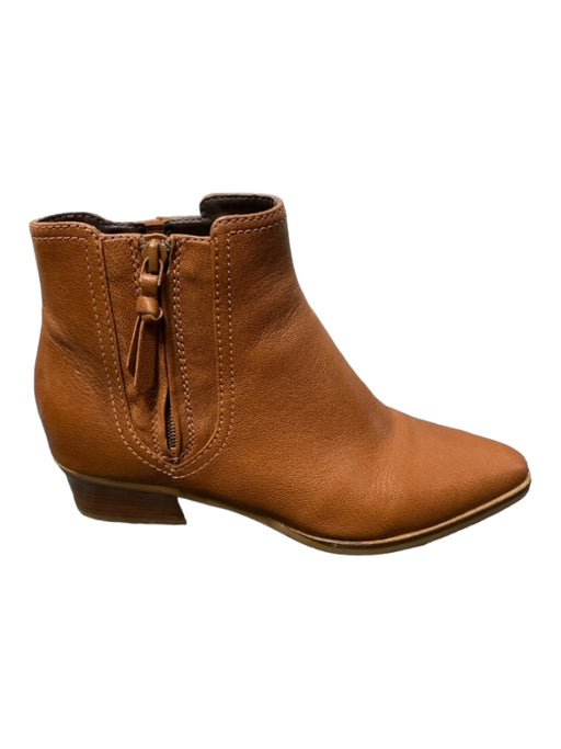Cole Haan Shoe Size 8 Brown Leather Block Heel Side Zip Almond Toe Booties Brown / 8