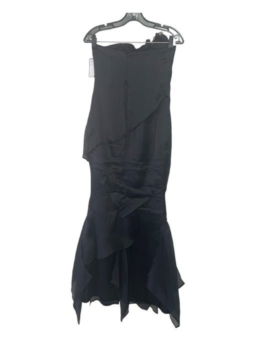 Size 2/XS Black Strapless Draped Layers Midi Flower Gown Black / 2/XS