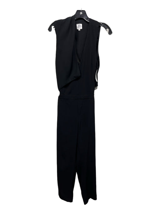 DRA Size XS Black Polyester Blend Open Back Sleeveless V Neck Jumpsuit Black / XS