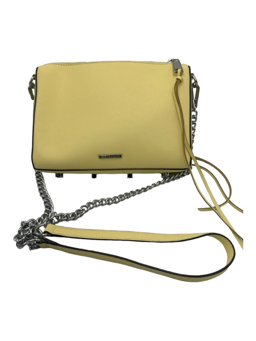 Rebecca Minkoff Pale Yellow Leather Coated Cross Body Solid Silver hardware Bag Pale Yellow