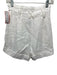 Aje. Size 6 White Linen Pleated Detail Belt Loops Hook & Zip Fly Cuffed Shorts White / 6