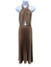 L'idee Size 6 Gold Polyester Sleeveless Tie Neck pleats Open Back Dress Gold / 6