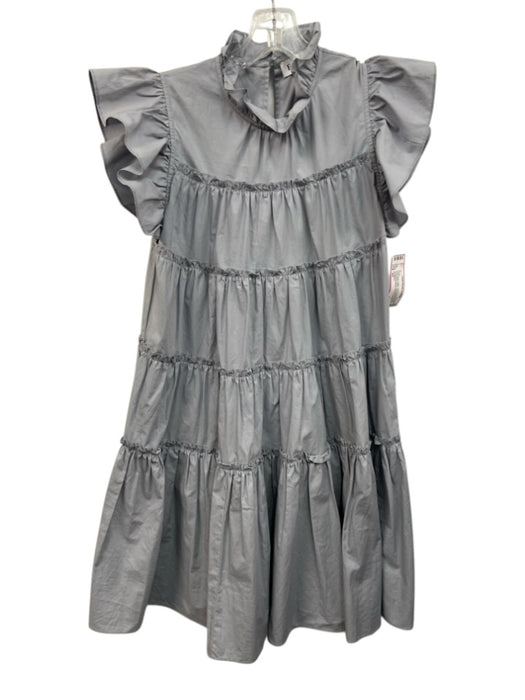 En Saison Size XS Dusty Blue Cotton Tiered Keyhole Back Knee length Dress Dusty Blue / XS