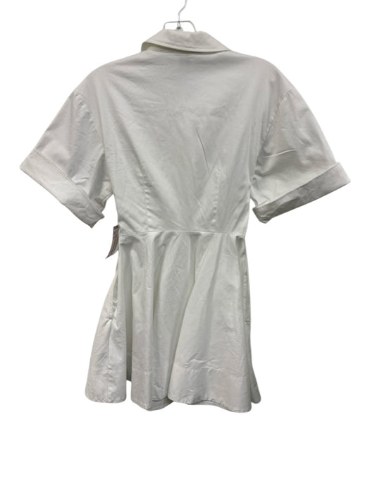 Helsa Size XS White Cotton Blend Skater Quarter Button Mini Dress White / XS