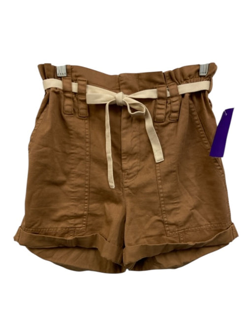 A.L.C. Size 00 Light Brown Cotton Zip Fly Paperbag Tie Waist Sash Shorts Light Brown / 00