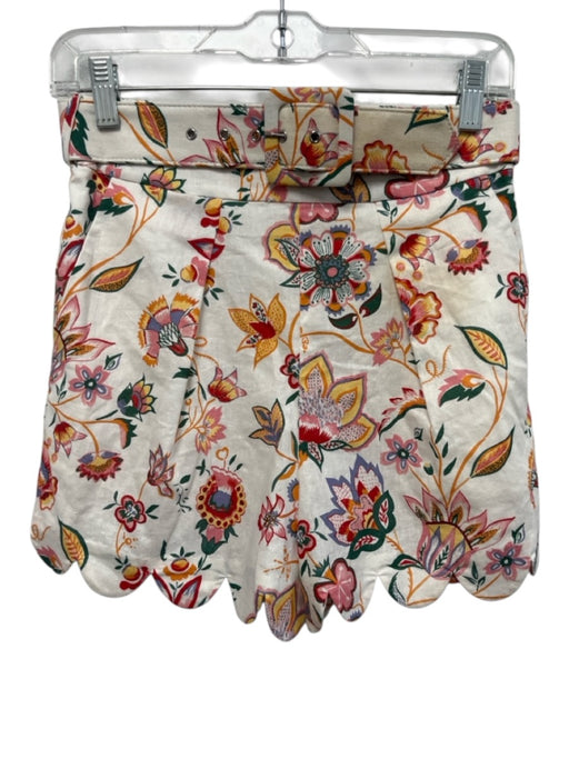Mason's Daughter Size XS White & Multi Cotton High Rise Floral pleats Shorts White & Multi / XS