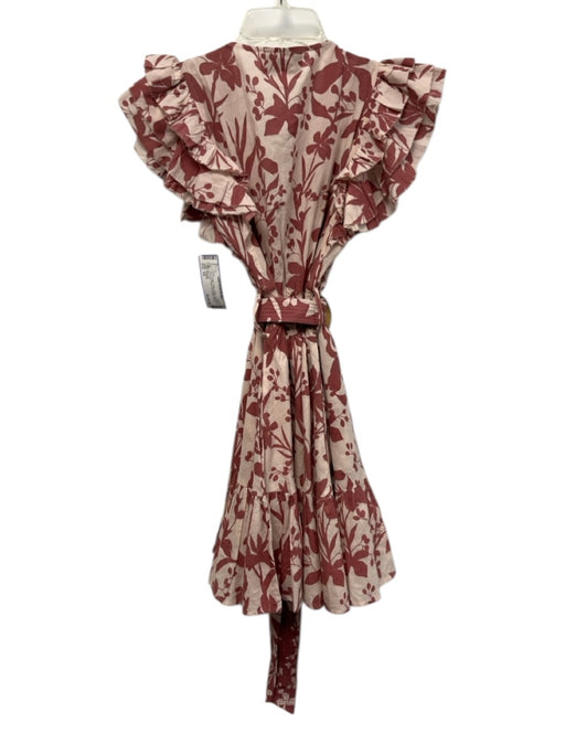 Cleobella Size XS Pink & Purple Cotton Ruffle Cap Sleeve Split Neck Floral Dress Pink & Purple / XS