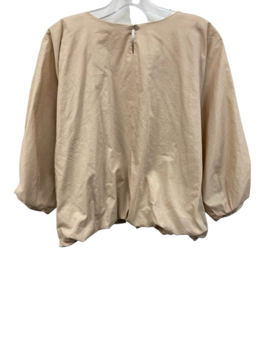 Harshman Size XS Beige Cotton Puff 1/2 Sleeve Bubble Hem Top Beige / XS