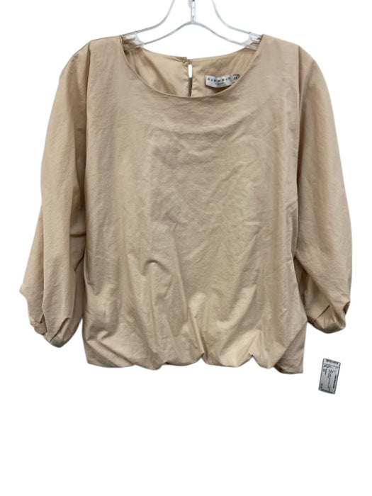 Harshman Size XS Beige Cotton Puff 1/2 Sleeve Bubble Hem Top Beige / XS