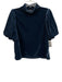 Free People Size S Dark Blue Polyester Velvet Mock Neck Short Puff Sleeve Top Dark Blue / S