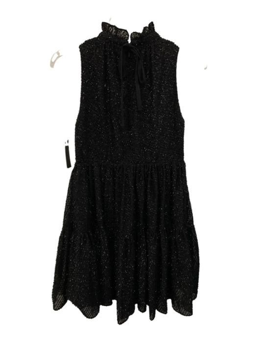 Elliatt Size XS Black Polyester Sleeveless Texture Mock Neck Mini Dress Black / XS