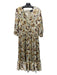 Polo Ralph Lauren Size 10 Green Yellow Brown Polyester Pleated Floral Maxi Dress Green Yellow Brown / 10