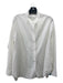 Vince Size XL White Cotton & Silk Button Front Long Sleeve Band Collar Top White / XL