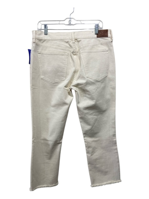 Johnny Was Size 29 Cream White Cotton Blend Zip Fly Mid Rise Relaxed Jeans Cream White / 29