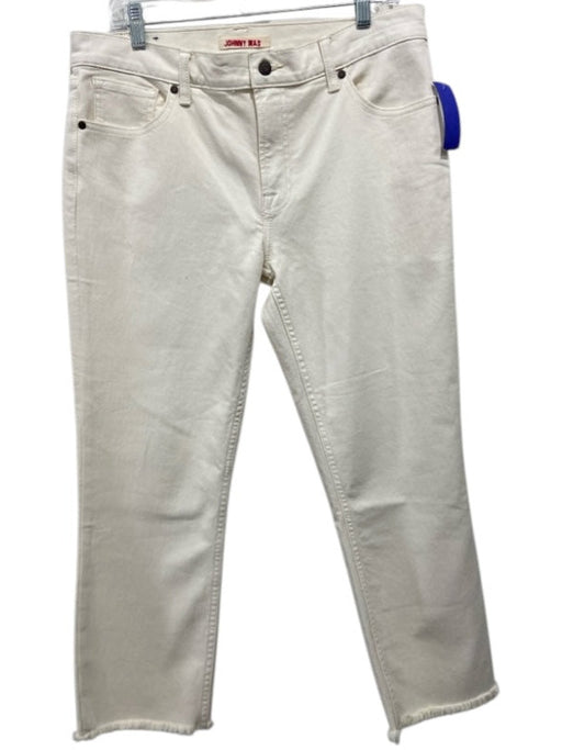Johnny Was Size 29 Cream White Cotton Blend Zip Fly Mid Rise Relaxed Jeans Cream White / 29
