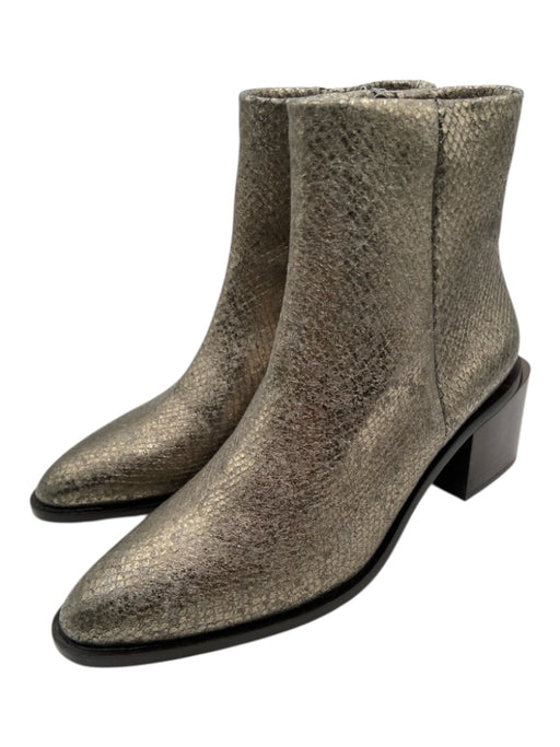 Clergerie Shoe Size 39.5 Silver & Gold Snake Print Metallic Pointed Toe Booties Silver & Gold / 39.5