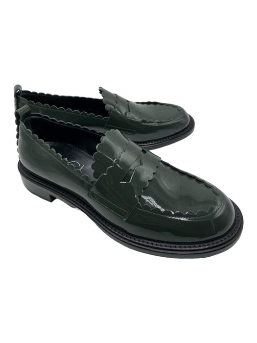 AGL Shoe Size 37.5 Dark Green Patent Leather Scalloped Penny Loafer Loafers Dark Green / 37.5