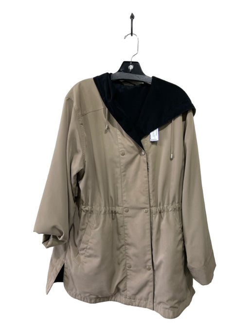 1 Madison Size Large Black & Beige Polyester Reversable Hood Button Front Jacket Black & Beige / Large