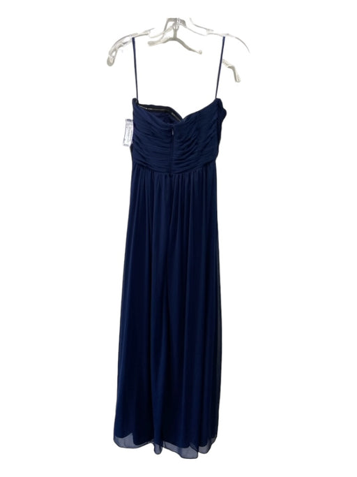 Marina Size 8 Navy Blue Polyester Strapless Micro Pleat Gown Navy Blue / 8