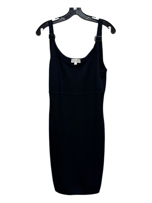 St John Sport Size L Black Wool & Rayon Spaghetti Strap Gunmetal Hardware Dress Black / L