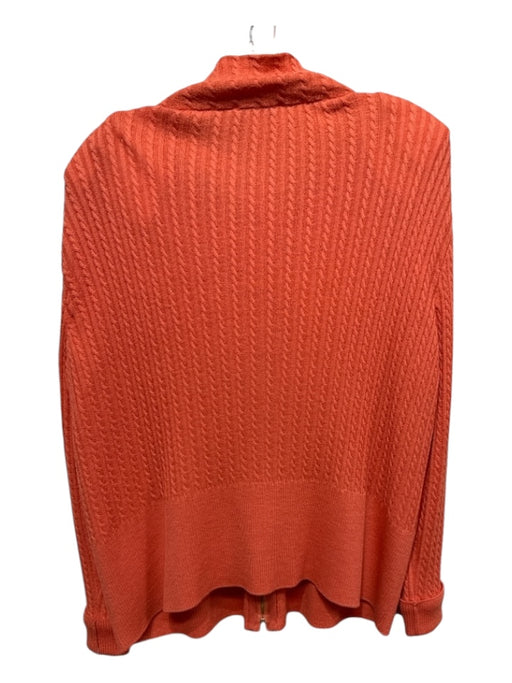 St John Sport Size M/L Orange Wool & Rayon Zip Cable Stitch Mock Neck Jacket Orange / M/L