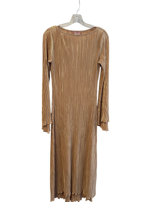 Mumu Size XS Gold Polyamide Long Sleeve Acordian Round Neck floor length Dress Gold / XS