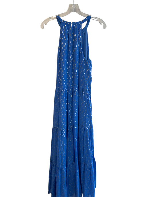 Lily Pulitzer Size Medium Blue & Silver Viscose Dots Metallic Sleeveless Dress Blue & Silver / Medium