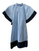 Pearl by Lela Rose Size XS Blue & Navy Cotton Short Sleeve V Neck Tie Neck Dress Blue & Navy / XS