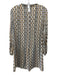 Maje Size 38 Brown, Blue, Multi Polyester Geometric Print Accordion Collar Dress Brown, Blue, Multi / 38