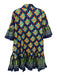 La Double J Size S Blue, Orange, Yellow Cotton Abstract Floral Button Up Dress Blue, Orange, Yellow / S