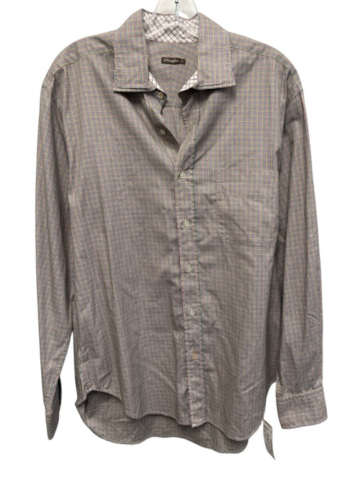 J Mclaughlin Size M Orange & White Cotton Plaid Button Up Long Sleeve Shirt Orange & White / M