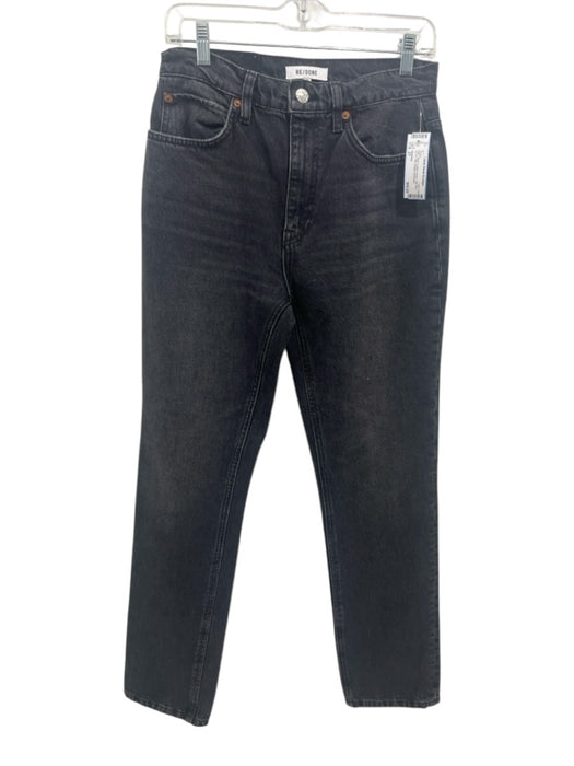 RE/DONE Size 27 Black Cotton Denim High Rise Zip Fly Slim Straight Jeans Black / 27