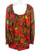 Farm Rio Size S Red & Multi Linen Blend Botanical Print Button Front Romper Red & Multi / S