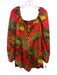 Farm Rio Size S Red & Multi Linen Blend Botanical Print Button Front Romper Red & Multi / S