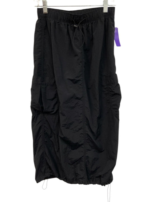 Lovetree Size S Black Nylon Parachute Draw Cord Midi Skirt Black / S