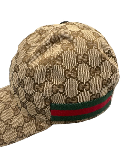 Gucci Tan & multi Polyester Guccissima Baseball cap Stripe Velcro Strap Hat Tan & multi / M