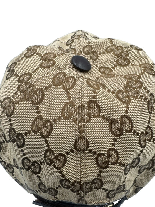 Gucci Tan & multi Polyester Guccissima Baseball cap Stripe Velcro Strap Hat Tan & multi / M