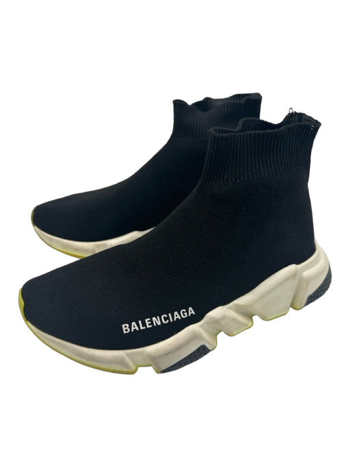 Balenciaga Shoe Size 7 Black, White & Green Foam & Leather Knit Upper Sneakers Black, White & Green / 7