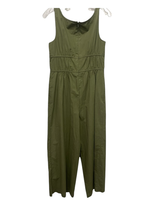 Rebecca Taylor Size 6 Olive Green Cotton Straps Tie Detail Rouched Jumpsuit Olive Green / 6