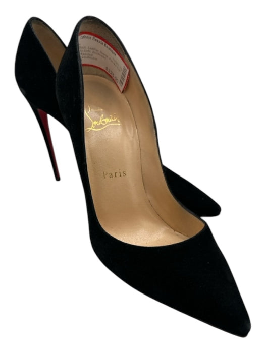 Christian Louboutin Shoe Size 38 Black Leather Suede Pointed Toe Stiletto Pumps Black / 38