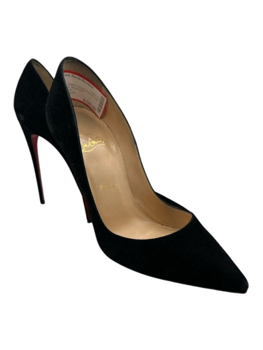 Christian Louboutin Shoe Size 38 Black Leather Suede Pointed Toe Stiletto Pumps Black / 38