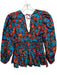 Derek Lam 10 Crosby Size 2 Blue, Red, Black Cotton Floral Balloon Sleeve Top Blue, Red, Black / 2