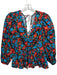 Derek Lam 10 Crosby Size 2 Blue, Red, Black Cotton Floral Balloon Sleeve Top Blue, Red, Black / 2