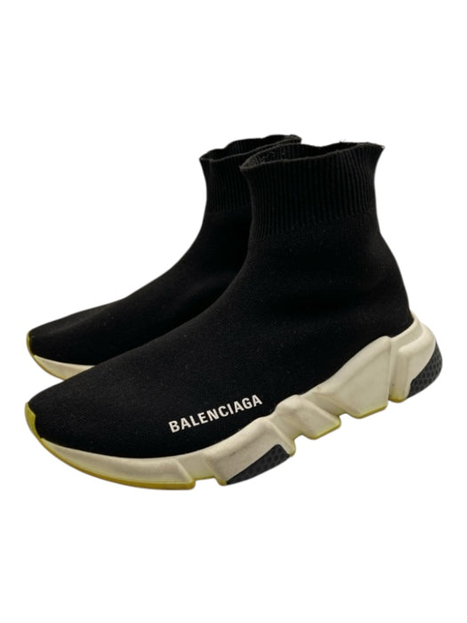 Balenciaga Shoe Size 7 Black & White Synthetic Knit Chunky Heel Sock Sneakers Black & White / 7
