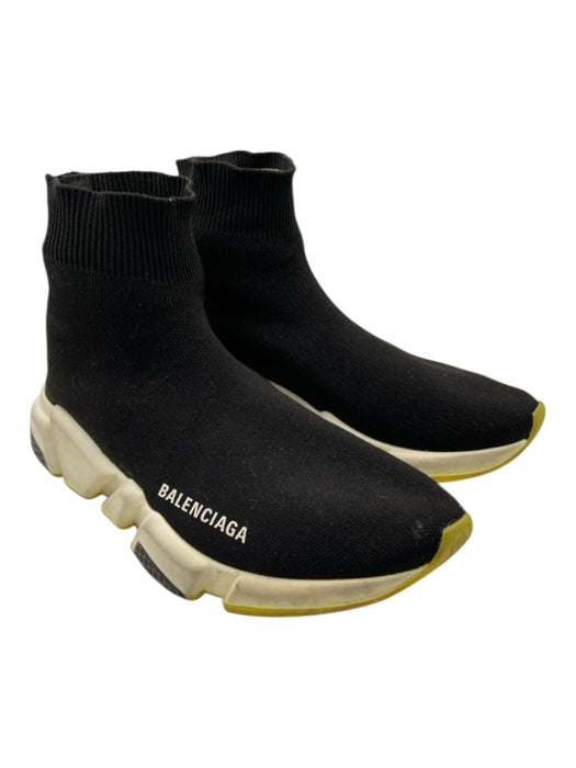Balenciaga Shoe Size 7 Black & White Synthetic Knit Chunky Heel Sock Sneakers Black & White / 7