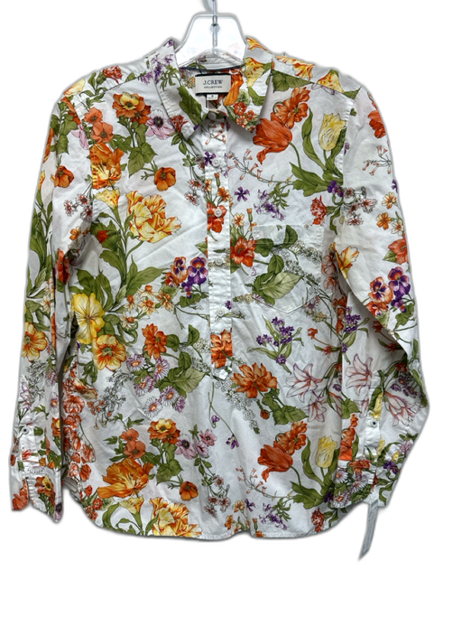 J Crew Collection Size 6 Green, Orange, Purple Cotton Long Sleeve 1/2 Button Top Green, Orange, Purple / 6