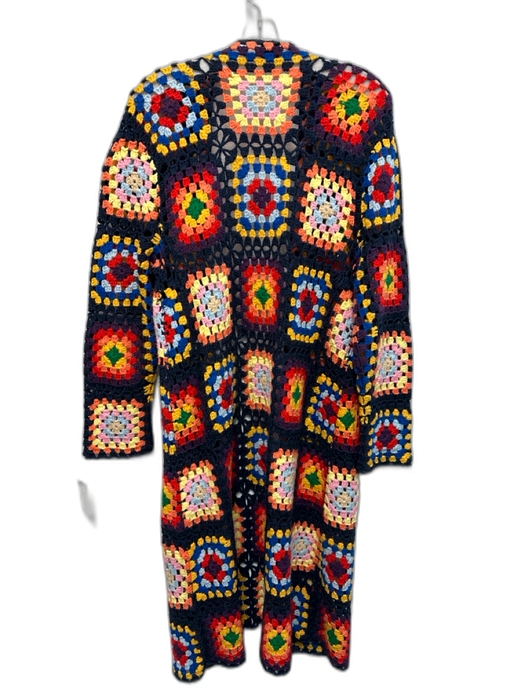 Saachi Size One Size Navy Blue, Red, Multi Acrylic Long Sleeve Crochet Cardigan Navy Blue, Red, Multi / One Size