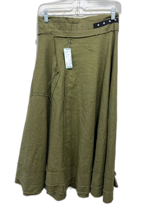Nicole Paloma Size S Olive Green Fringe Wrap Snaps Midi Skirt Olive Green / S